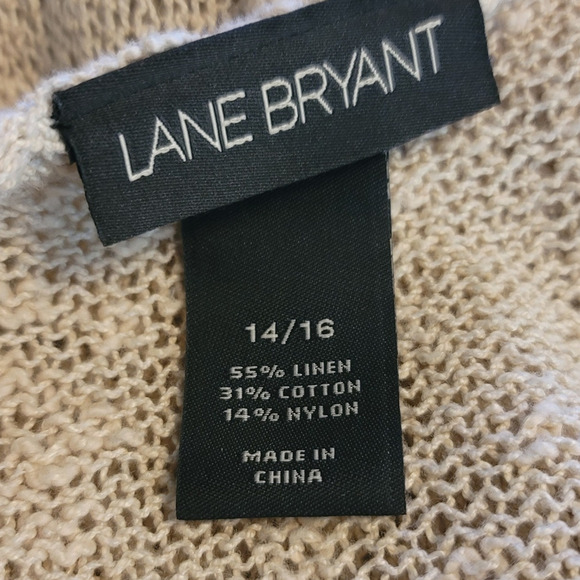 Lane Bryant Women's Tan Linen Blend Pull-Over Lightweight Hooded Sweater 14/16 - Picture 4 of 4